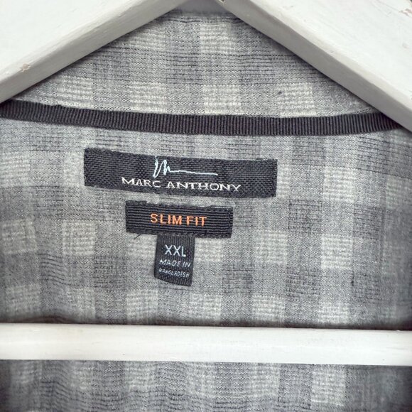 Marc Anthony Gray Corduroy Gingham Button Shirt - Picture 4 of 6